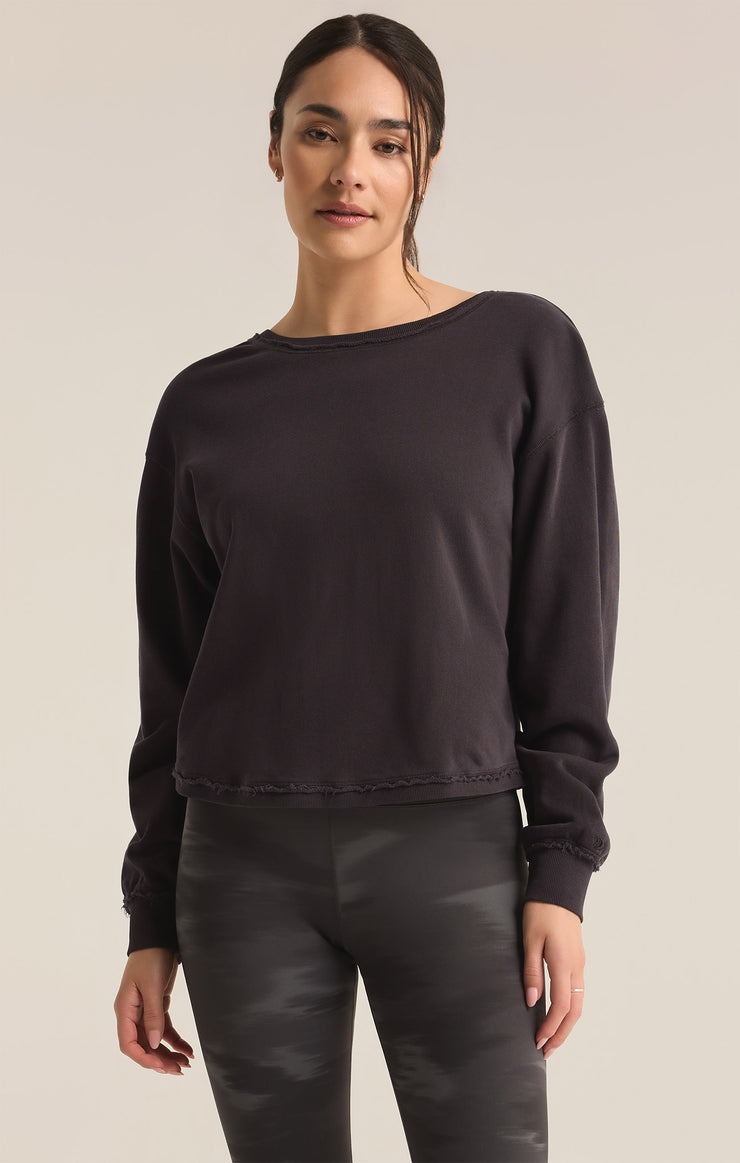 Tops Reversible Twist Fleece Sweatshirt Black Sand