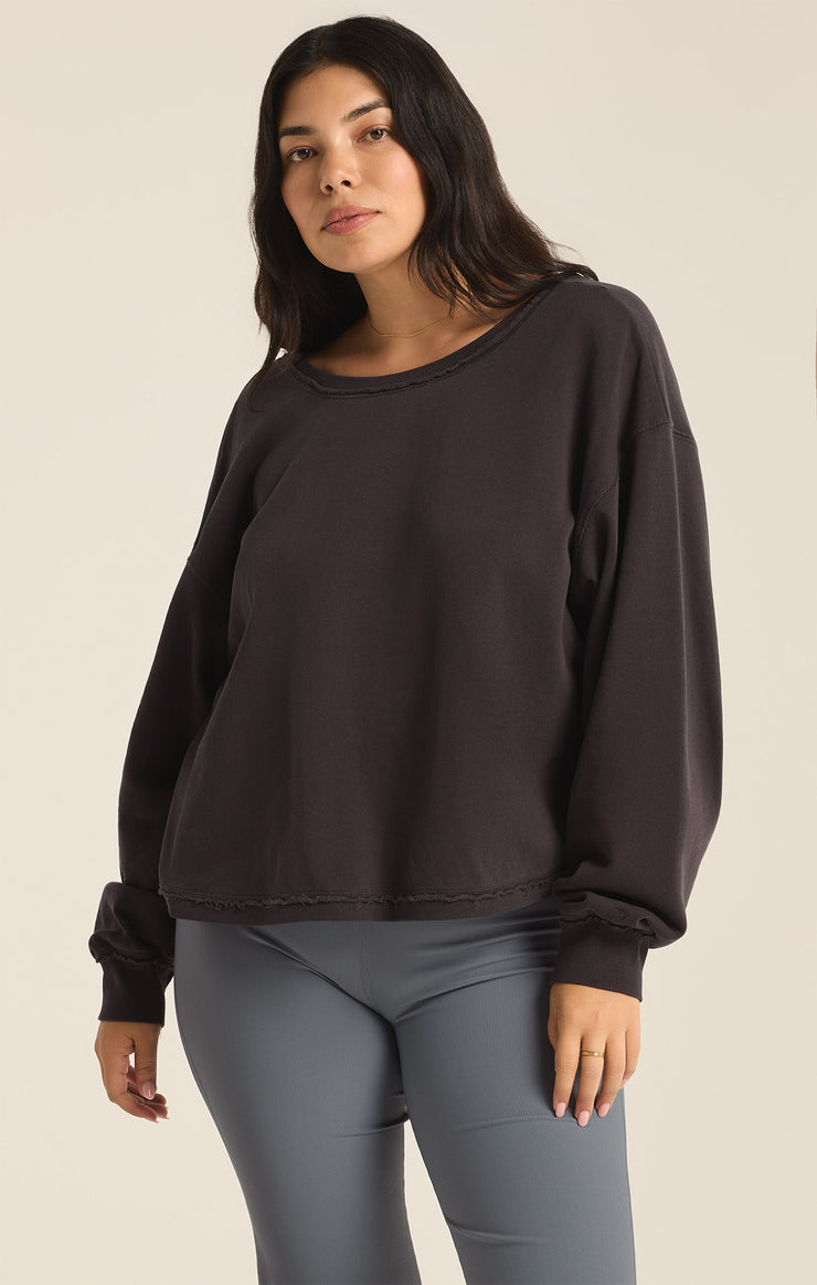 Tops Reversible Twist Fleece Sweatshirt Black Sand