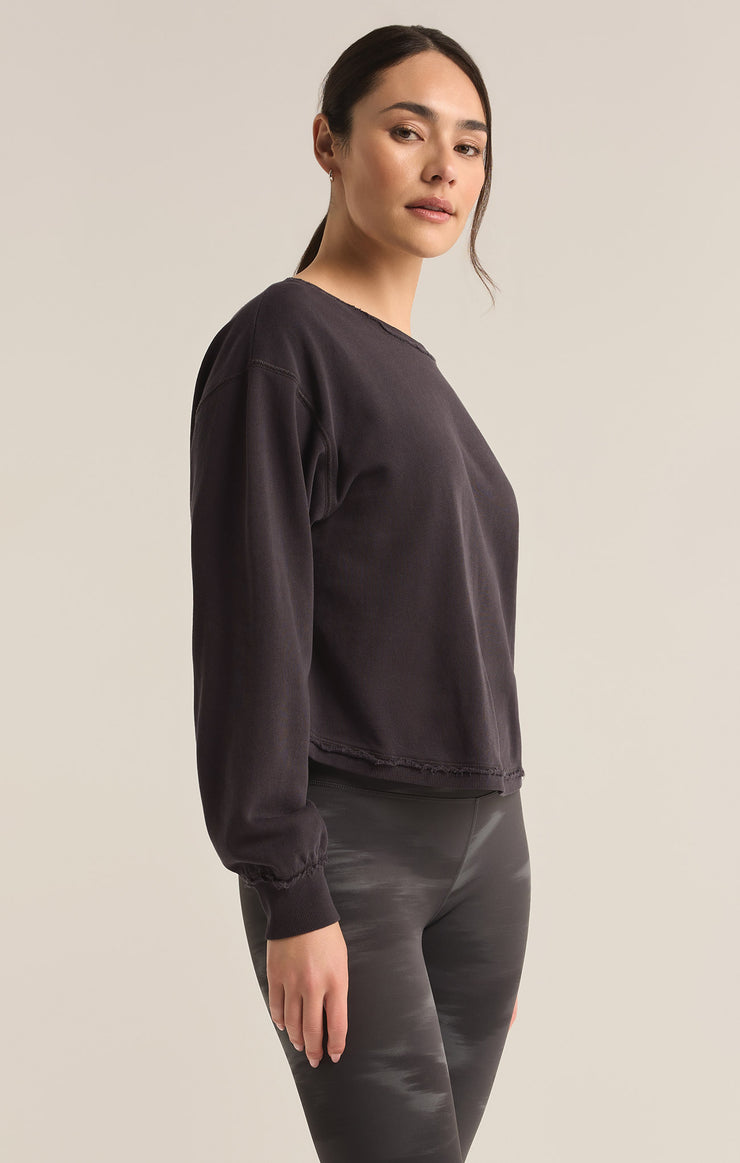 Tops Reversible Twist Fleece Sweatshirt Black Sand