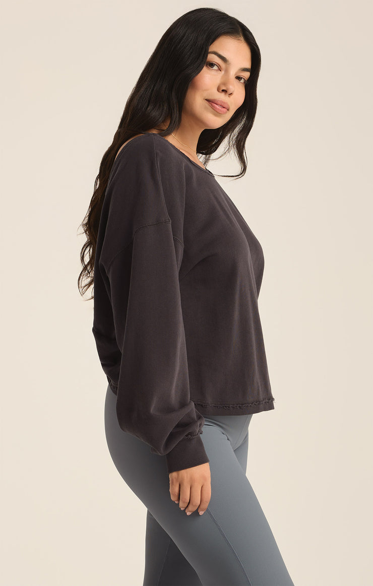 Tops Reversible Twist Fleece Sweatshirt Black Sand