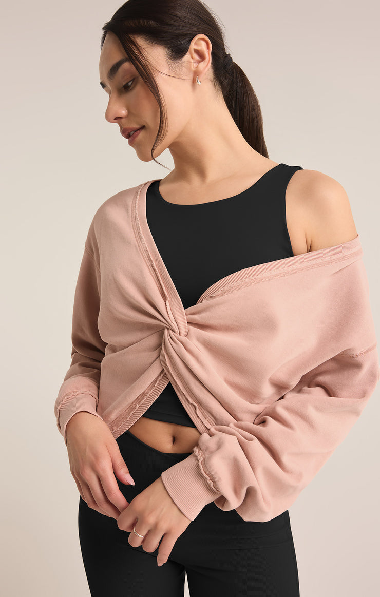 Tops Reversible Twist Fleece Sweatshirt Cashmere Pink