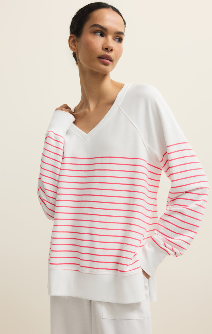 Tops Weekender Stripe V-Neck White