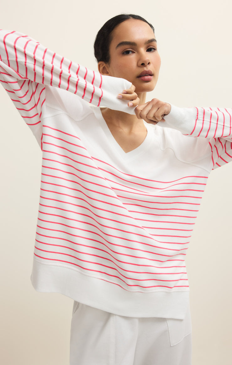 Tops Weekender Stripe V-Neck White
