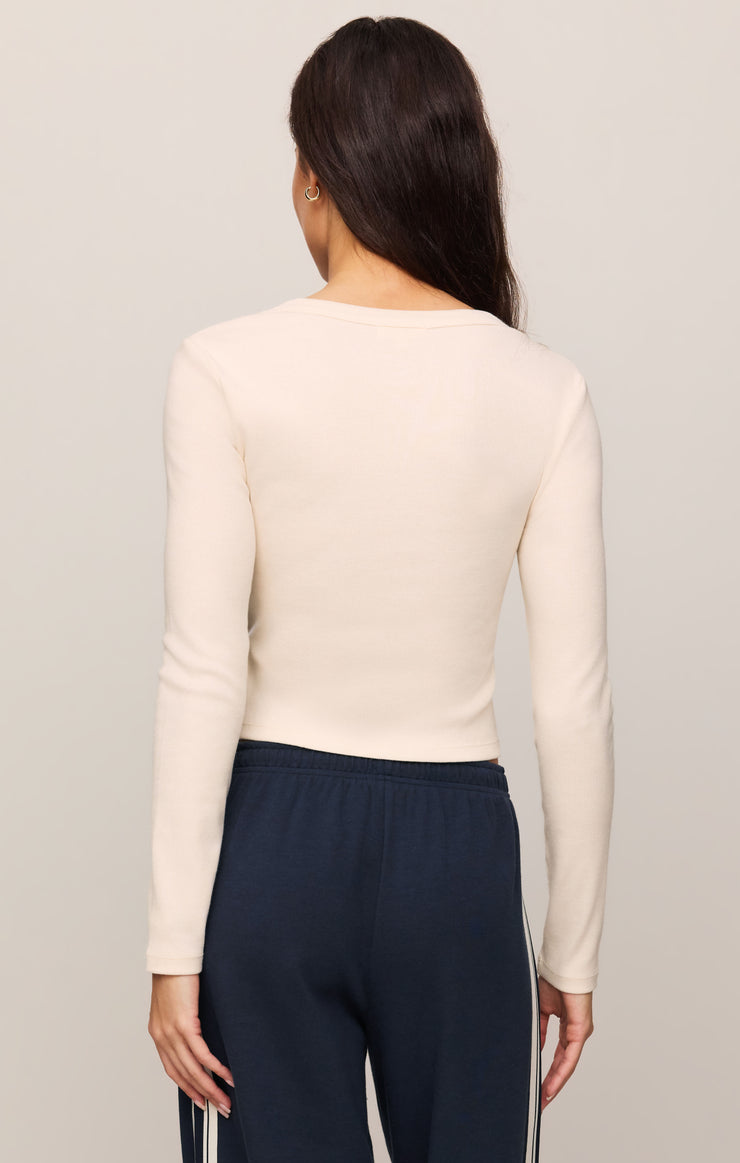 Tops All In Cropped Henley Top Sandstone