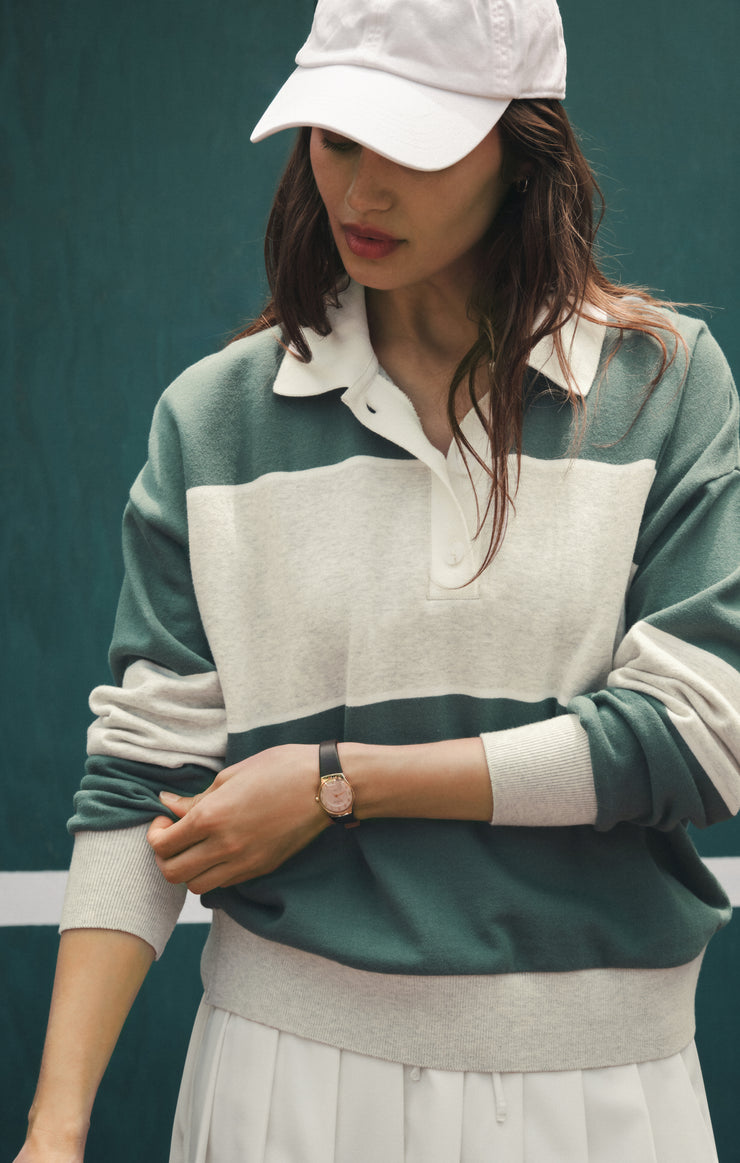 Tops Study Break Polo Sweatshirt Feather Grey