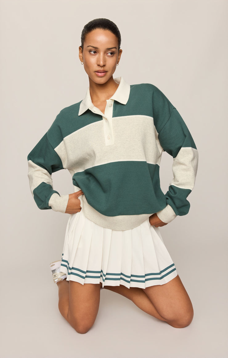 Tops Study Break Polo Sweatshirt Feather Grey