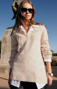 SweatersModern V-Neck Sweater Light Oatmeal Heather