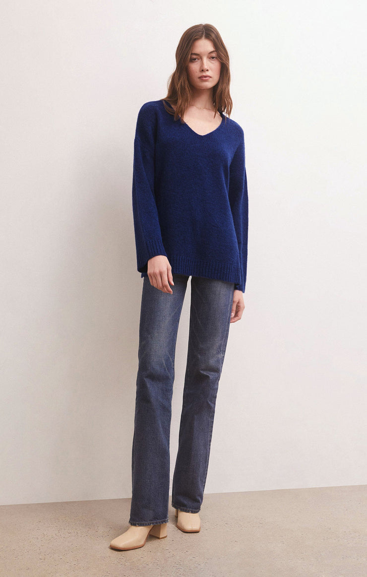 Sweaters Modern V-Neck Sweater Space Blue