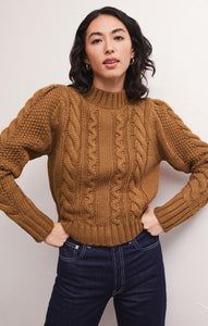 SweatersCatya Mock Neck Cable Knit Sweater Camel