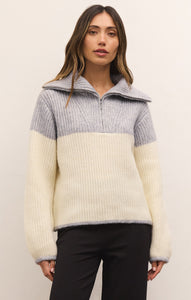 SweatersCanyon Half Zip Blocked Sweater Light Heather Grey