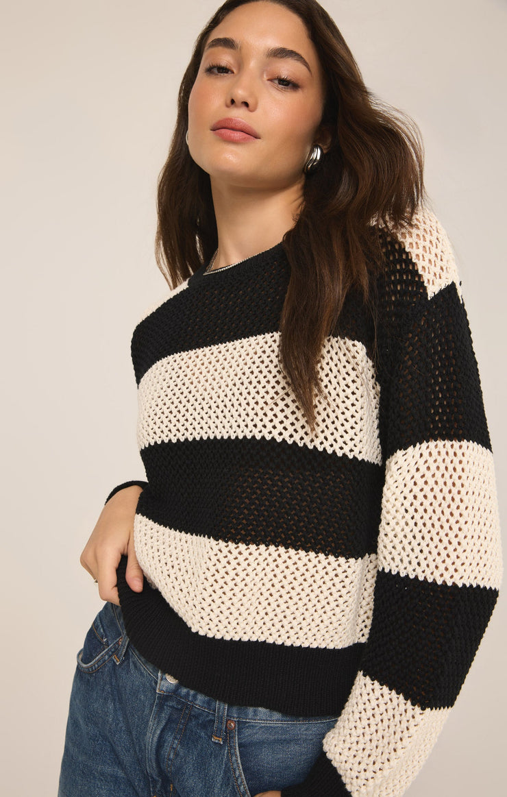 Sweaters Broadbeach Stripe Cropped Sweater Black