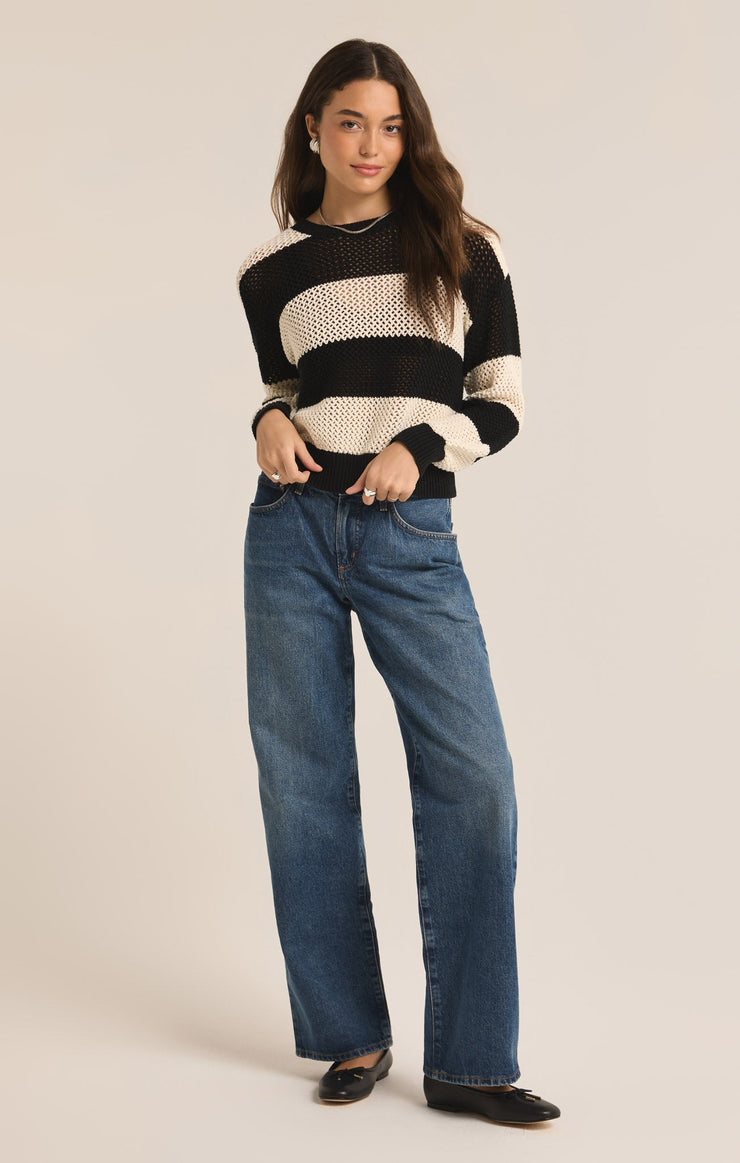 Sweaters Broadbeach Stripe Cropped Sweater Black