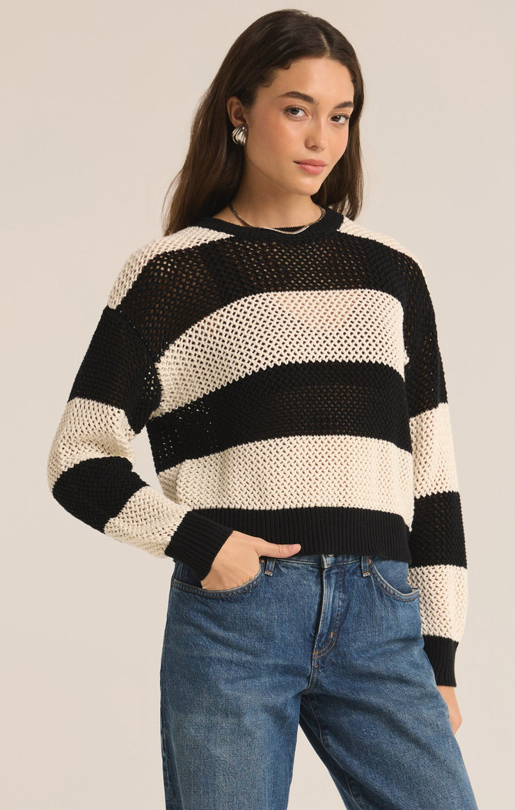 Sweaters Broadbeach Stripe Cropped Sweater Black