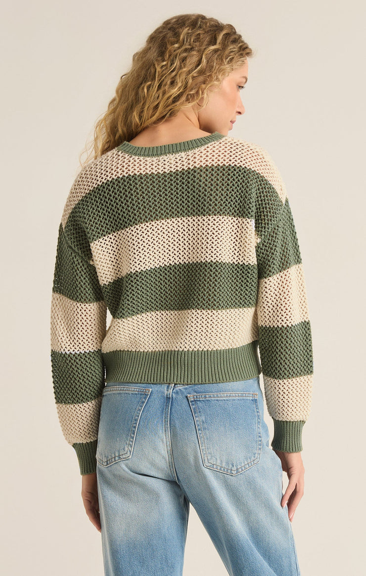 Sweaters Broadbeach Stripe Cropped Sweater Palm Green