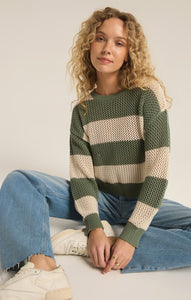 SweatersBroadbeach Stripe Cropped Sweater Palm Green