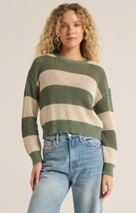 SweatersBroadbeach Stripe Cropped Sweater Palm Green