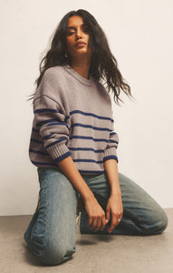 SweatersBoyfriend Stripe Sweater Heather Taupe