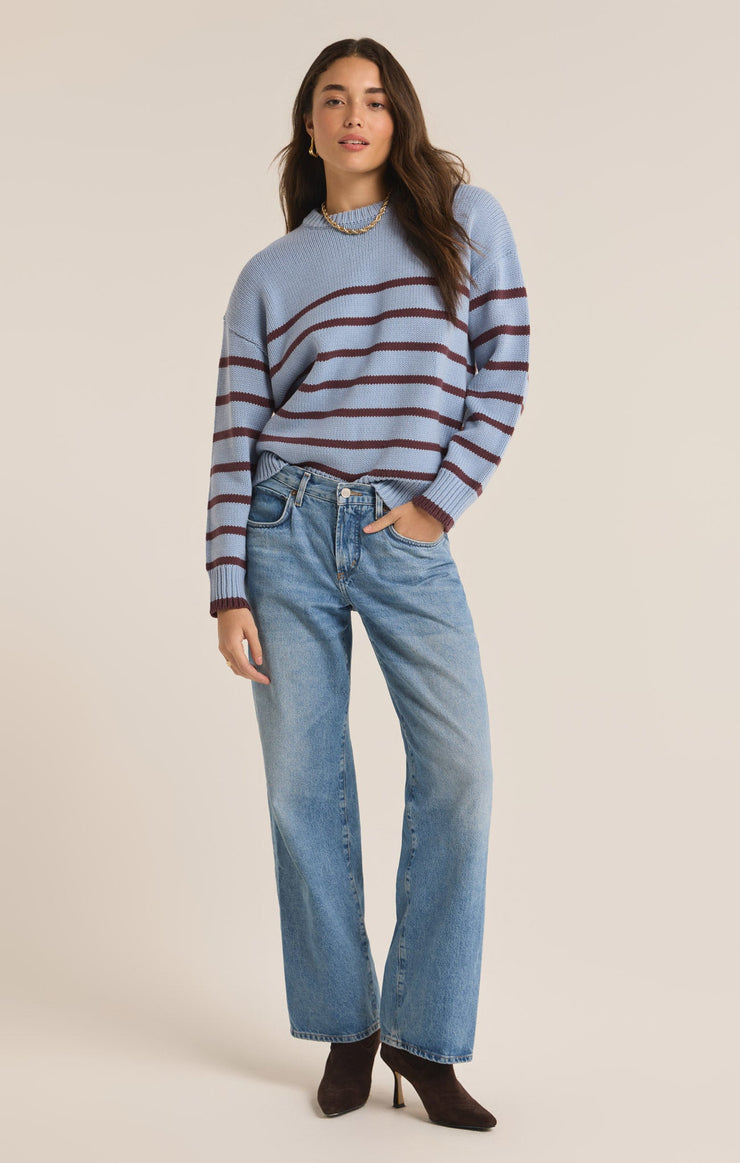 Sweaters Boyfriend Stripe Sweater Light Denim