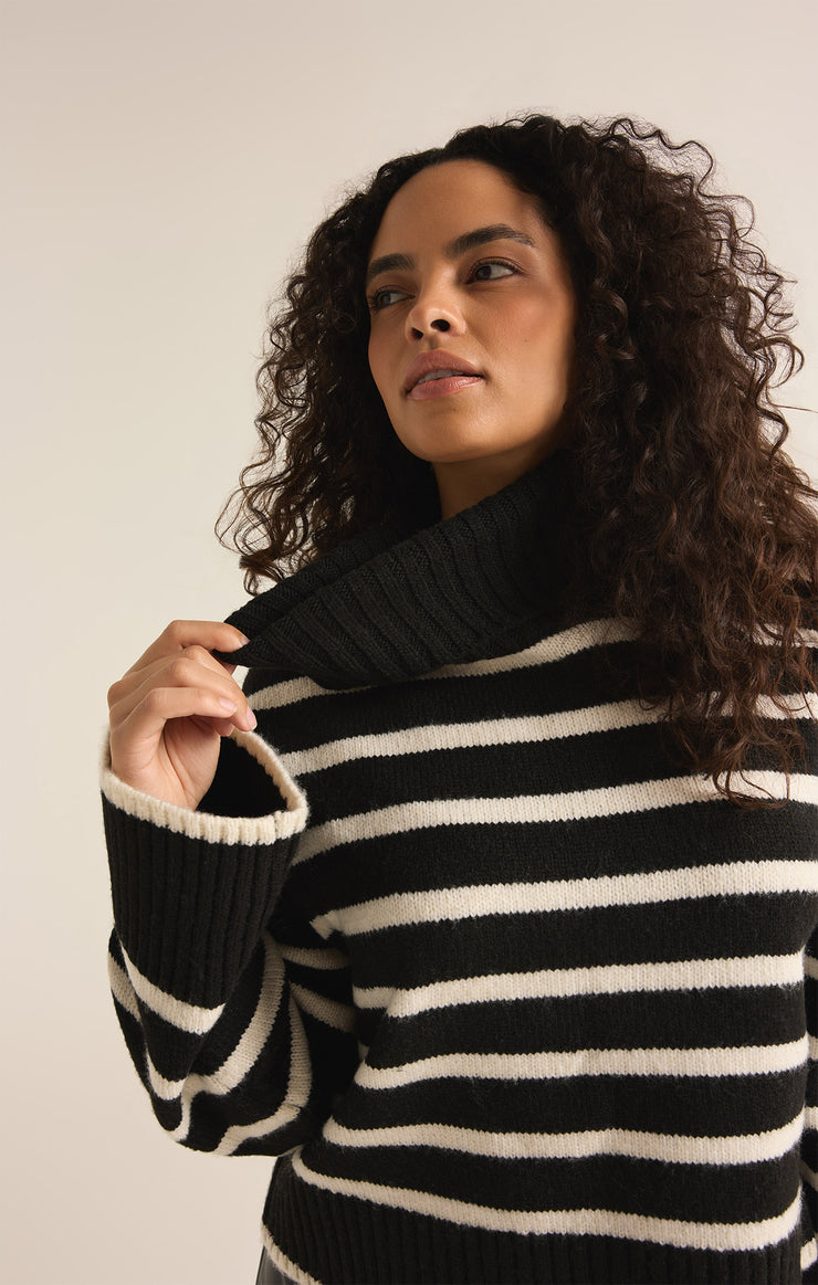 Sweaters Josephine Stripe Turtleneck Sweater Black