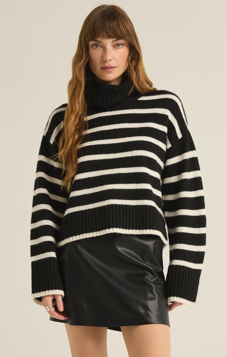 Sweaters Josephine Stripe Turtleneck Sweater Black