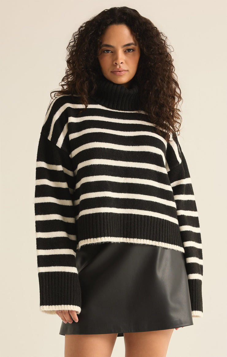 Sweaters Josephine Stripe Turtleneck Sweater Black