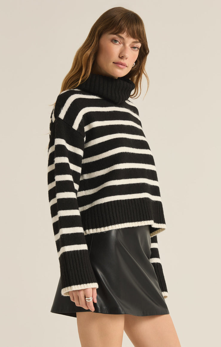 Sweaters Josephine Stripe Turtleneck Sweater Black