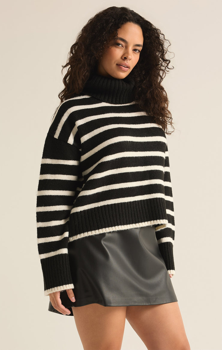 Sweaters Josephine Stripe Turtleneck Sweater Black