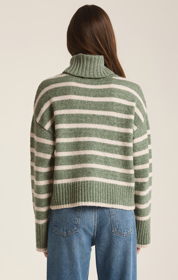 Sweaters Josephine Stripe Turtleneck Sweater Palm Green