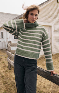 SweatersJosephine Stripe Turtleneck Sweater Palm Green