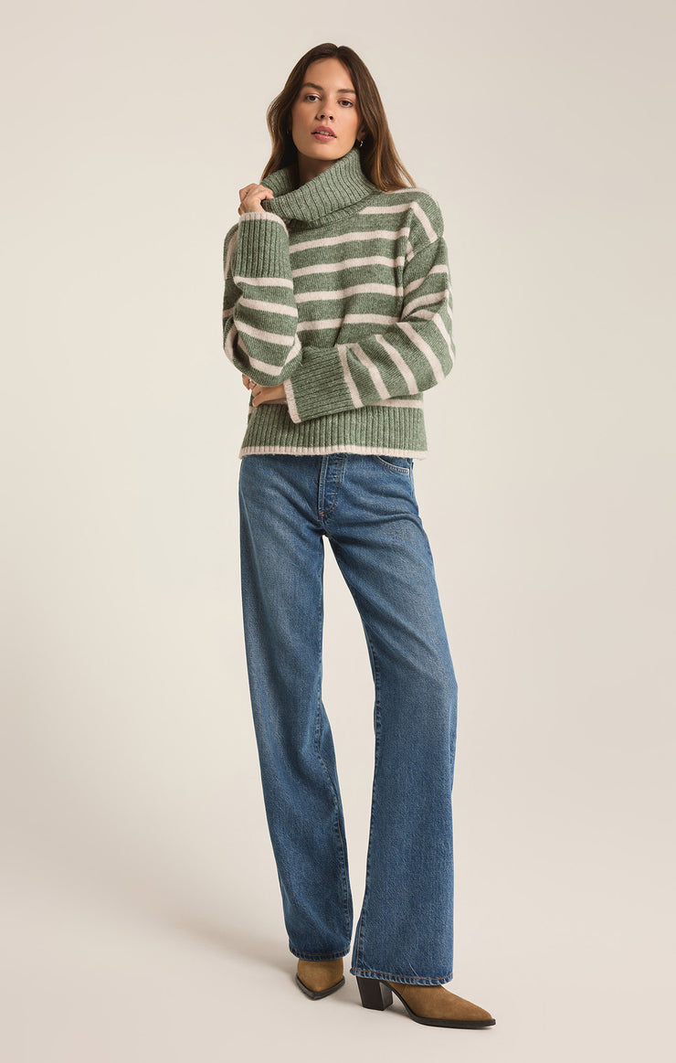 Sweaters Josephine Stripe Turtleneck Sweater Palm Green