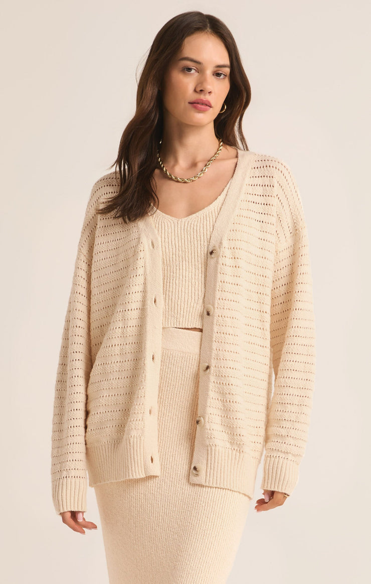 Sweaters Arcadia Pointelle Cardigan Oat Milk