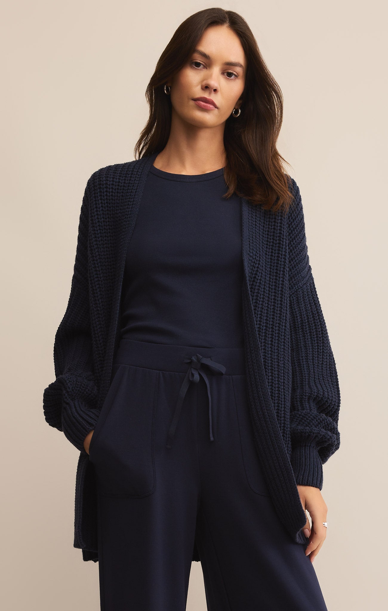 【2plan】Superbee Rib Long Sleeve Knit Shop Rib Knit Sweater with Crew Neck and Long Sleeves Online
