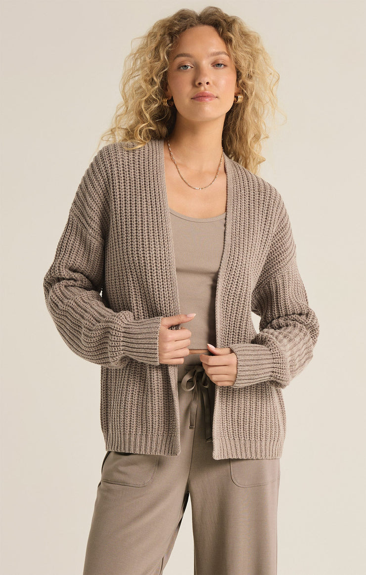 Sweaters Sutton Rib Cardigan Heather Taupe