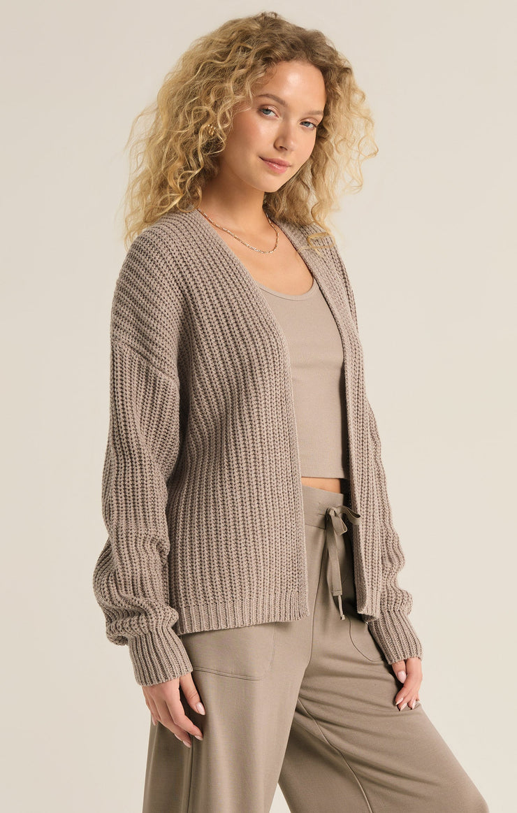 Sweaters Sutton Rib Cardigan Heather Taupe