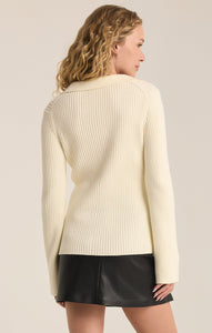 SweatersRina Button Up Rib Sweater Sea Salt