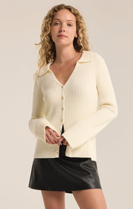 SweatersRina Button Up Rib Sweater Sea Salt