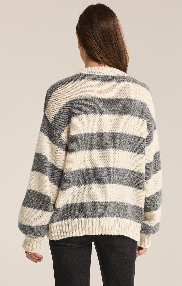 Sweaters Anders Stripe Crew Neck Sweater Classic Heather Grey