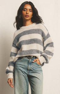 SweatersAnders Stripe Crew Neck Sweater Classic Heather Grey