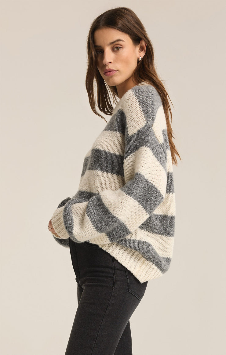 Sweaters Anders Stripe Crew Neck Sweater Classic Heather Grey