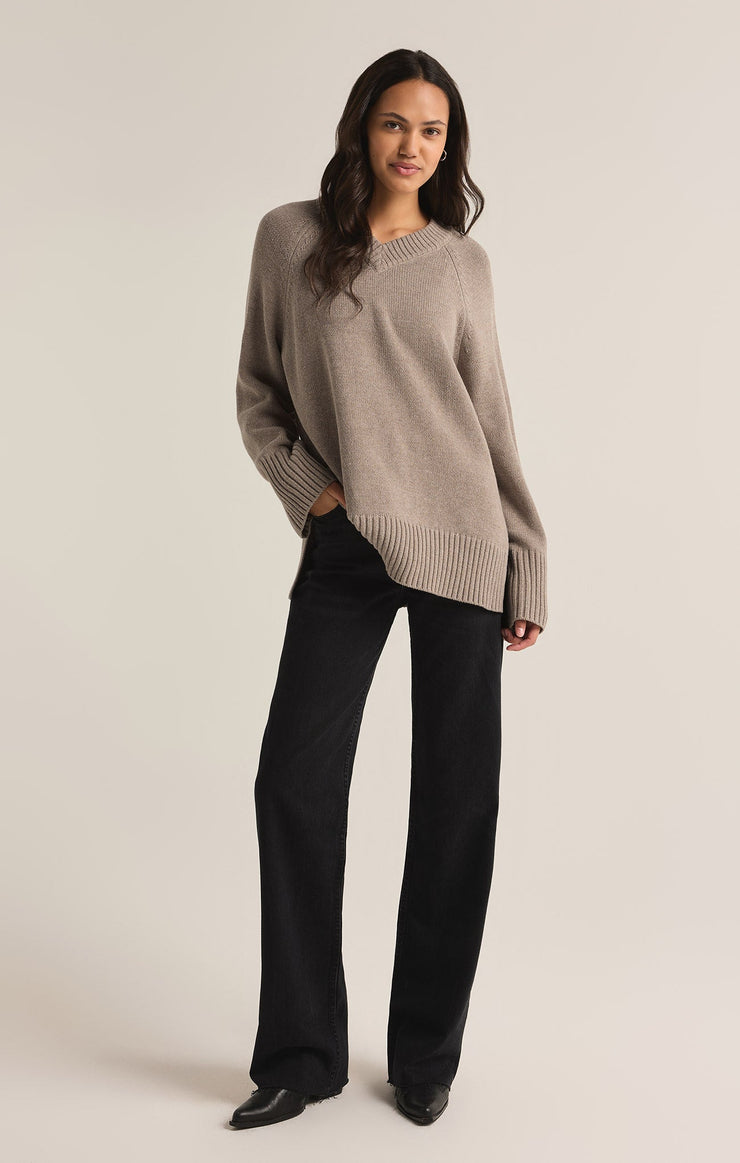 Sweaters Boulevard V-Neck Sweater Heather Taupe