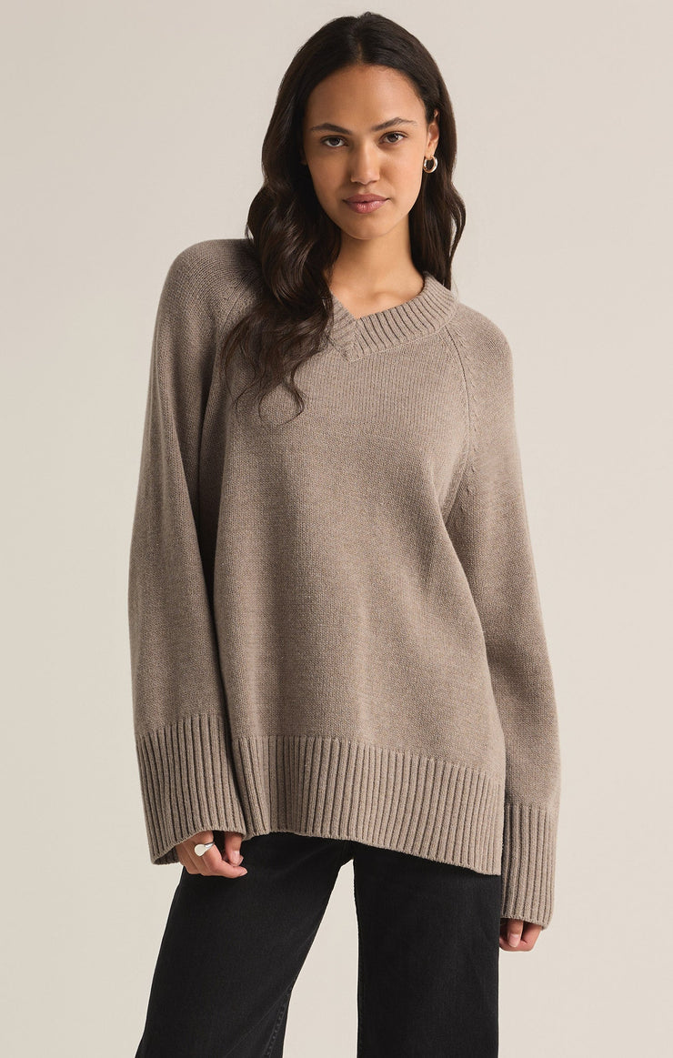 Sweaters Boulevard V-Neck Sweater Heather Taupe