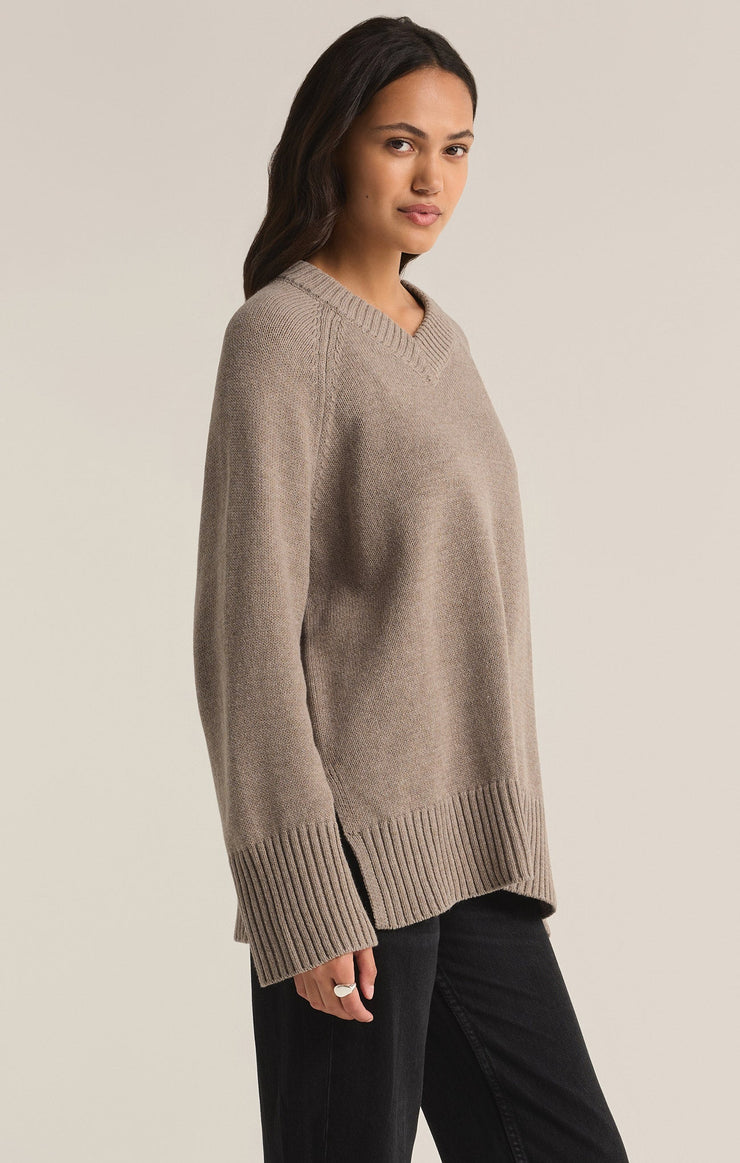 Sweaters Boulevard V-Neck Sweater Heather Taupe