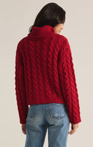 SweatersTied To You Cable Knit Turtleneck Sweater Haute Red