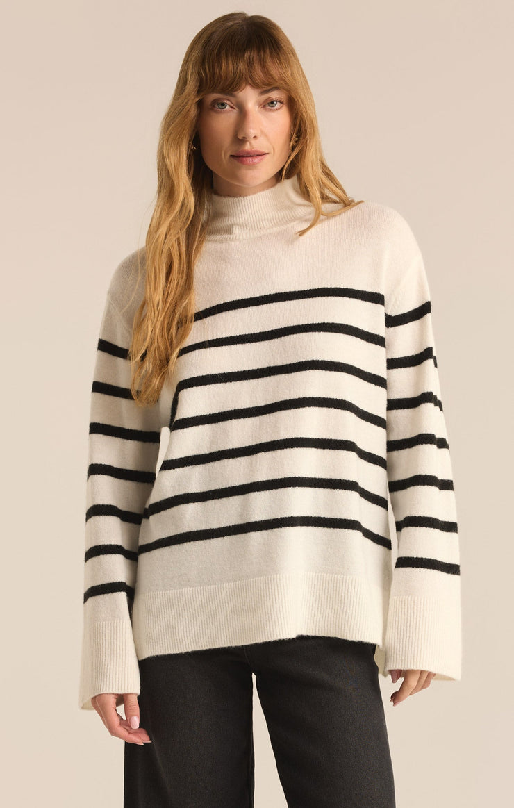 Sweaters Fin Stripe Turtleneck Sweater Sea Salt