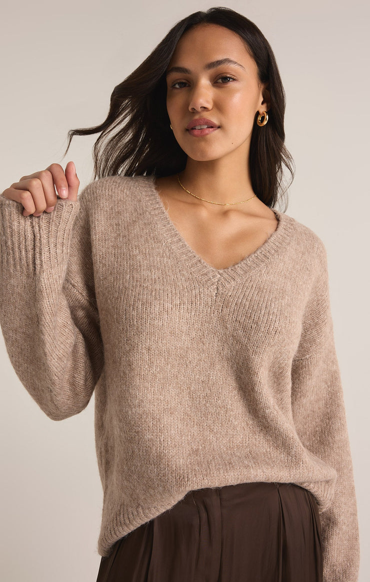 Sweaters All I want V-Neck Sweater Heather Taupe