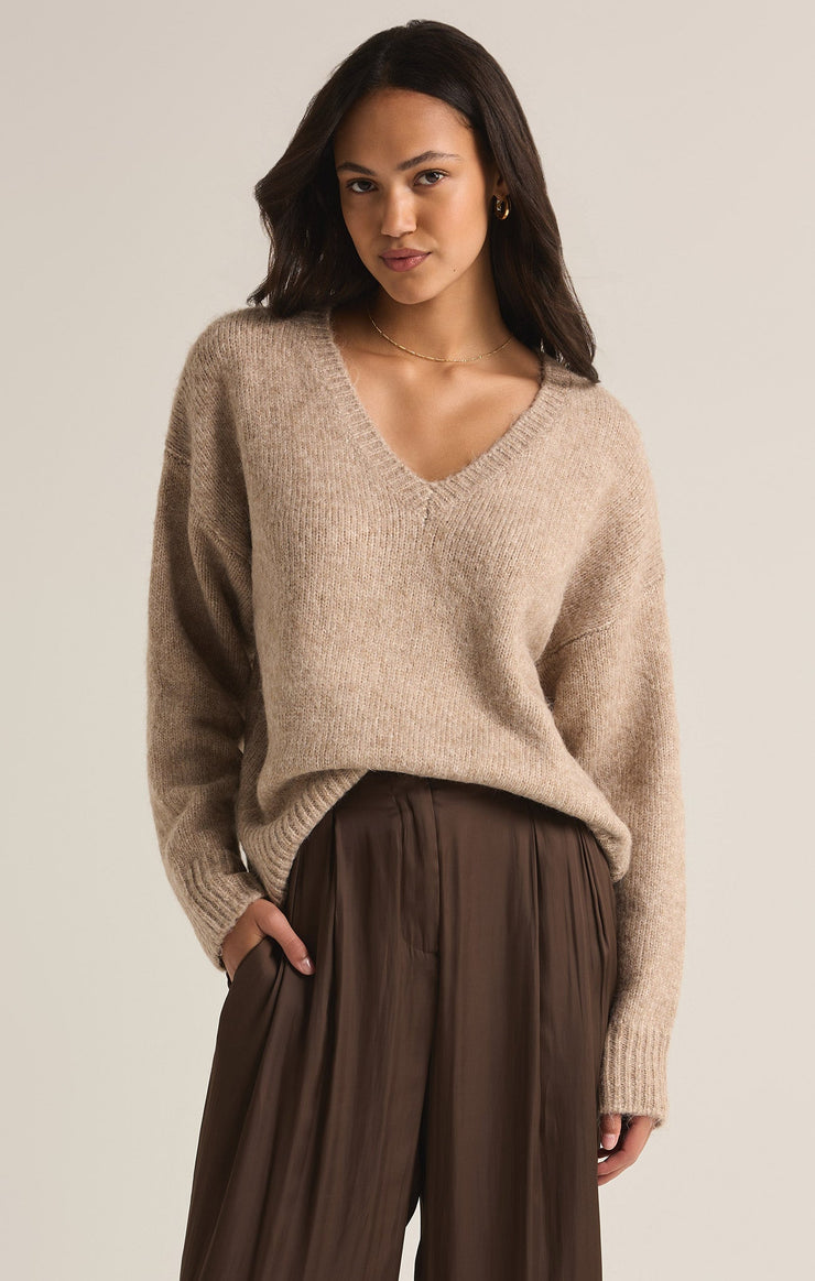 Sweaters All I want V-Neck Sweater Heather Taupe