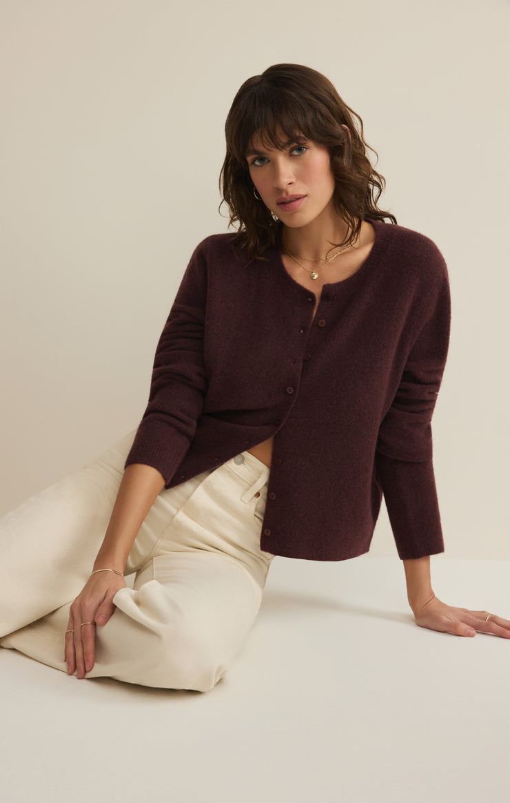 Sweaters Medina Cozy Cardigan Chocolate Cherry