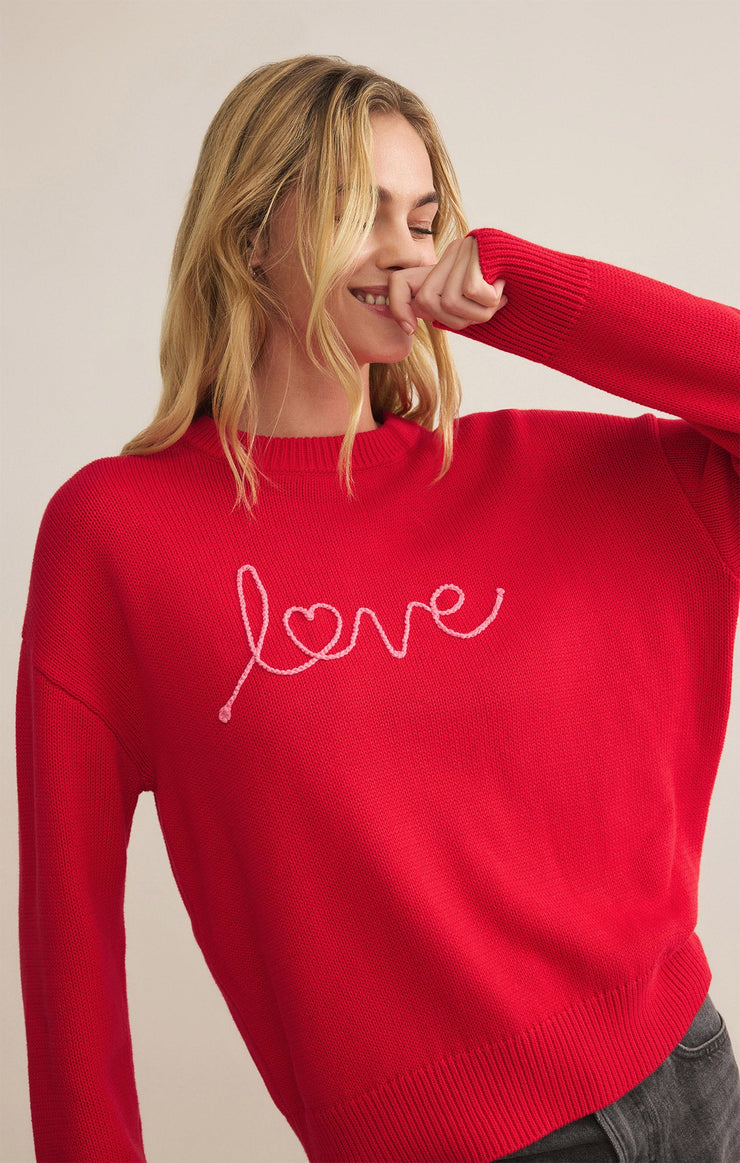 Sweaters Love Notes Boyfriend Sweater Cherry