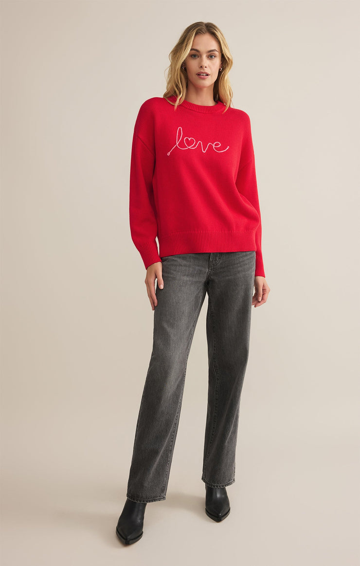 Sweaters Love Notes Boyfriend Sweater Cherry