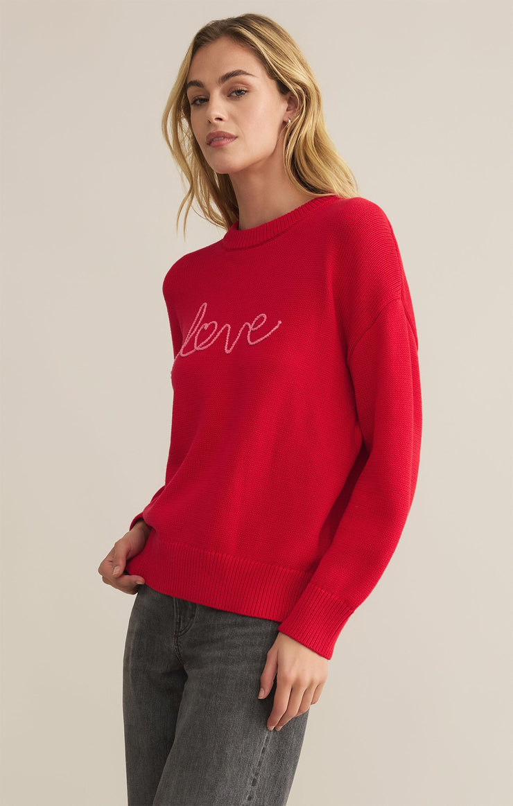 Sweaters Love Notes Boyfriend Sweater Cherry